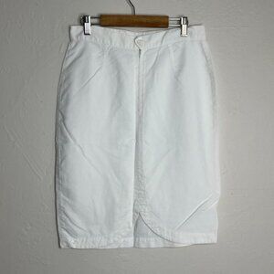Thierry Mugler Activ Vintage Cotton Blend Pencil Skirt White Size 46‎